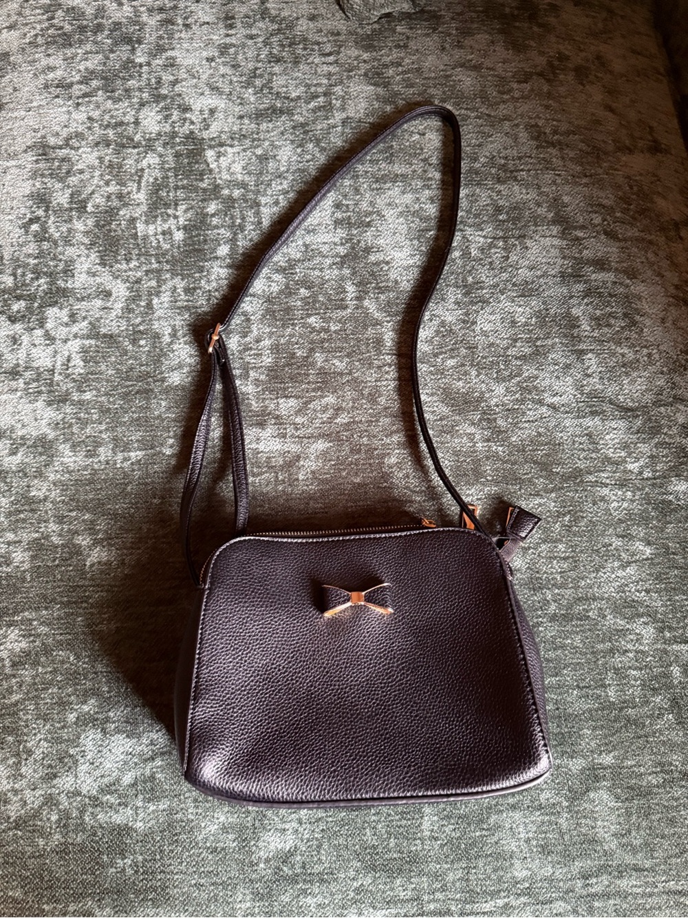 Women’s Black Crossbody Bag with Bow Accent